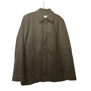 Calvin Klein Wool Blend Car Coat Gray Hidden Button Jacket Men’s Small
